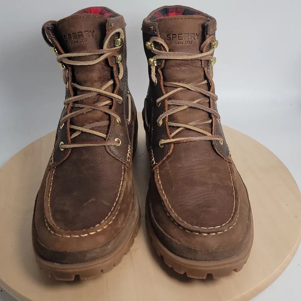 Sperry AO Lug Boots Leather Men's US8 Brown Waterproof Chelsea Size 10.5